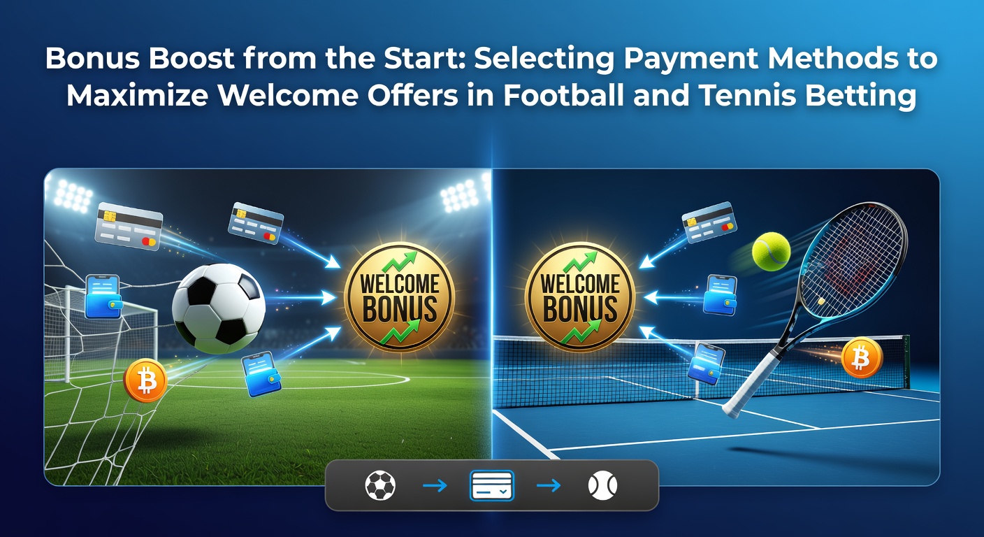 Grafiek met populaire betaalmethoden en bijbehorende welkomstbonussen voor voetbal- en tennisweddenschappen, inclusief iconen van iDEAL, creditcards en e-wallets