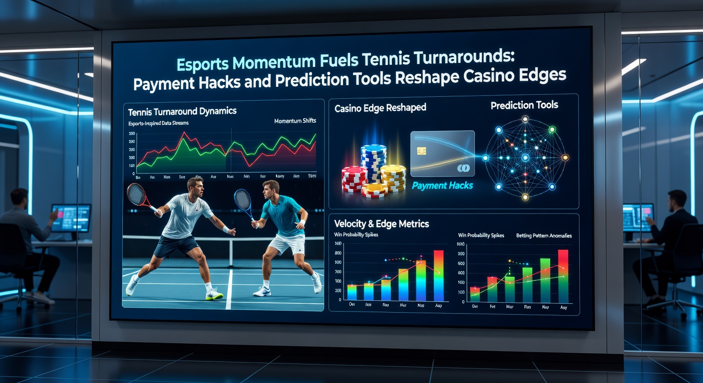 AI-schermen met tennis- en esports data visualisaties, betalingsapps op de voorgrond illustrerend technologische fusie