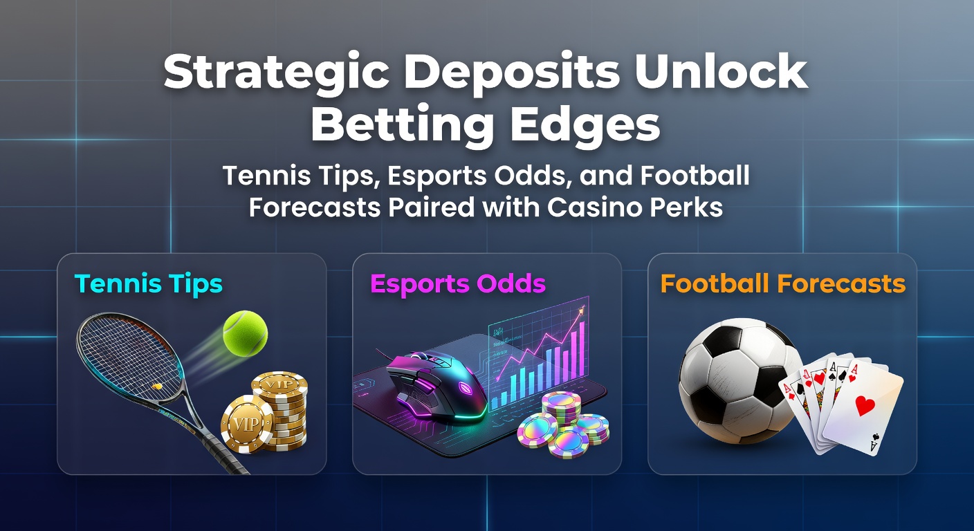 Grafiek met strategische stortingen die wedvoordelen visualiseren in tennis, esports en voetbal naast casino-elementen