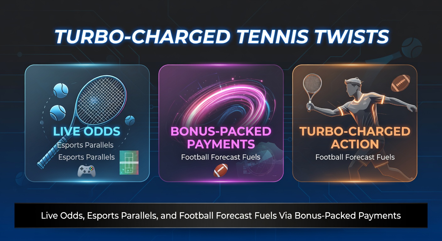 Dynamische tenniswedstrijd met live odds op scherm, esports toernooi en voetbalanalyse overlay